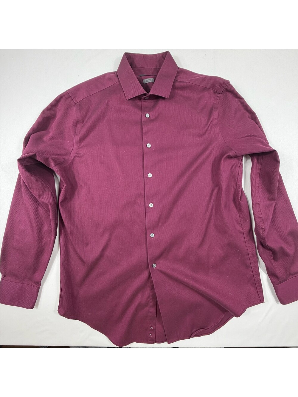 Calvin Klein Slim Fit Men's Dress Shirt Burgundy 16.5/34-35 Non Iron